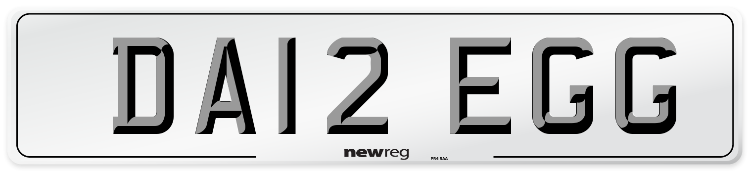 DA12 EGG Number Plate from New Reg